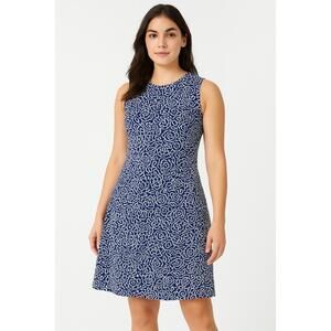 Leota for Dia & Co Women's Blue Floral Sleeveless A-Line Dress Size 1L (XL)